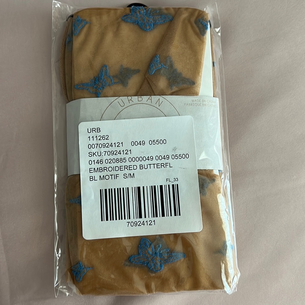 Urban Outfitters Embroidered Butterfly Tight NWT Small/Medium - Blue